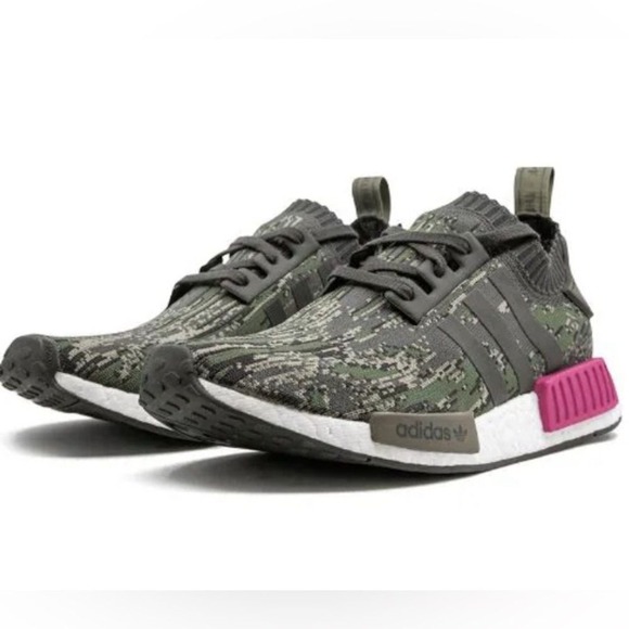 Adidas NMD R1 Primeknit Camo Sneakers Big Boys Size 5 Mens Running Shoes BZ0222 - Picture 1 of 13